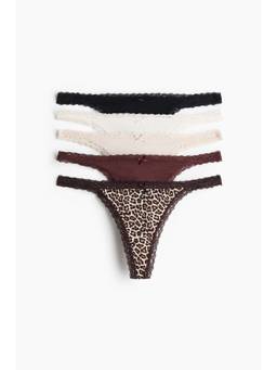 H&M - Women Multi-Color 5-Pack Cotton Tanga Thong Briefs