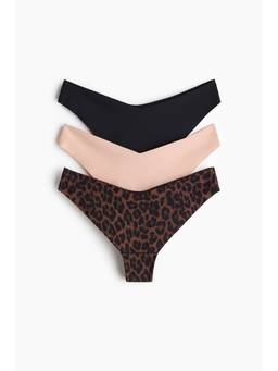 H&M - Women Multi-Color 3-Pack Invisible Thong Briefs With Lycra