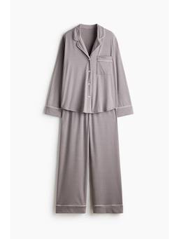 H&M - Women Grey Viscose-Blend Pyjamas