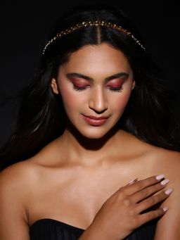 Ruby Raang Studio - Gold Plated Kundan Headband with Pearls