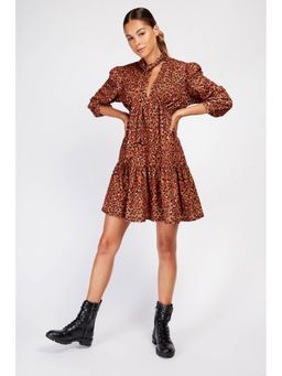 Girls on Film - By Dani Dyer Animal Print Tie Neck Mini Dress