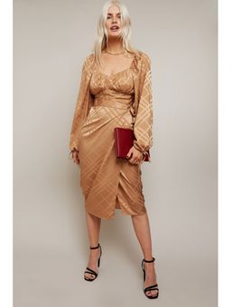 Little Mistress - Maggie Camel Satin Wrap Skirt