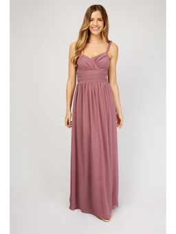 Little Mistress - Mauve Braided Strap Bridesmaid Maxi Dress