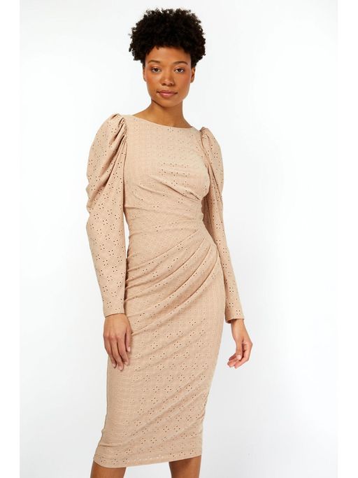camel ruched dress brown ruched dress Camel Ruched Wrap Top Midi Dress AX Paris US