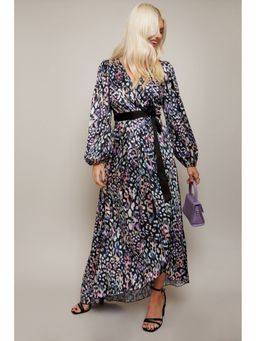 Little Mistress - Zaire Leopard-print Satin Asymmetric Maxi Wrap Dress
