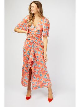 Little Mistress - Malorie Floral Print Ruched Front Maxi Dress