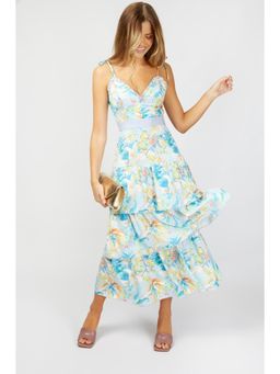 Little Mistress - Sunbury Pastel Floral Print Tiered Maxi Dress