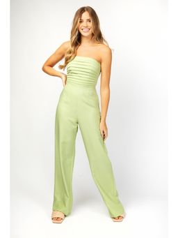 Little Mistress - Rosamund Aloe Bandeau Pleated Jumpsuit