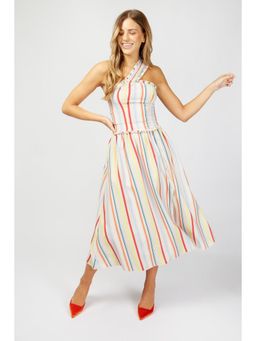 Little Mistress - Kassia Stripe One-shoulder Crop Top