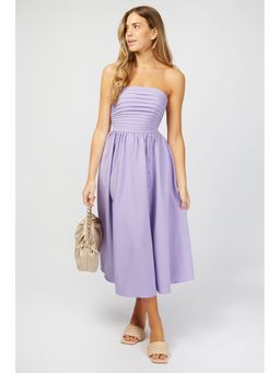 Little Mistress - Rosamund Lilac Bandeau Pleated Midi Dress