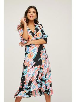 Little Mistress - Acapulco Floral-print Midi Wrap Dress