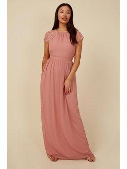 Little Mistress - Bridesmaid Lani Apricot Sequin Embroidered Maxi Dress