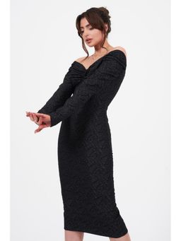 Little Mistress - Black Bardot Midi Dress