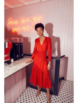 Little Mistress - Red Wrap Midaxi Dress