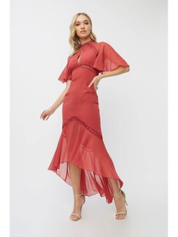 Little Mistress - Luisa Marsala Lace-trim Maxi Dress