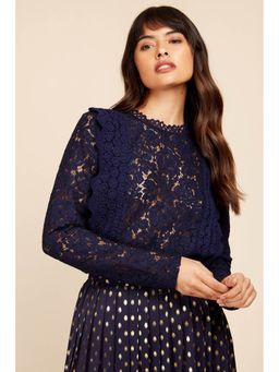 Little Mistress - Merci Navy Lace Top