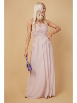 Little Mistress - Bridesmaid Luanna Blush Embellished One-shoulder Maxi Dress