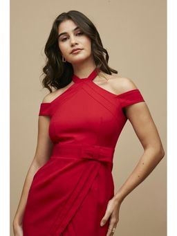Paper Dolls - Easton Red Halterneck Bow Detail Dress