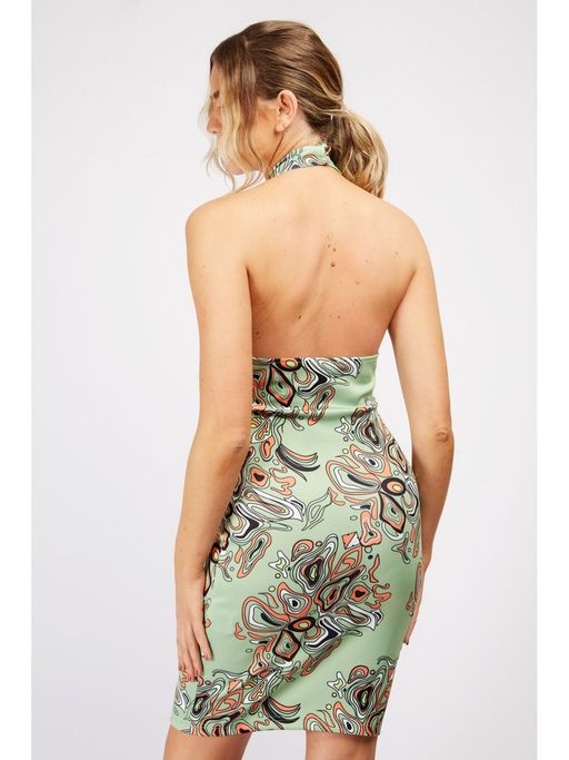 Buy Trendyol Mint Green Aztec Print Mini Dress With Twist Neckline Online