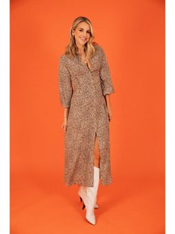 Vogue Williams Edit - Leopard Lace Up Maxi Shirt Dress By Vogue Williams