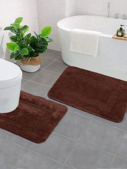 Saral Home - Cotton Anti-Slip Bathmat (Brown, 45 x 60 cm & 45 x 50 cm)