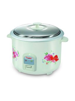 Prestige - Prwo 2.8-2 Electric Rice Cooker 2.8L Close Fit Lid Aluminium Cooking Pans White & Red
