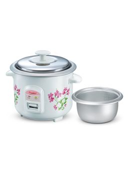 Prestige - Delight Prwo Electric Rice Cooker 2 Aluminium Cooking Pans Cooked Capacity 0.6L White