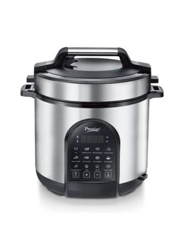 Prestige - Smart Cook 6.0 L Electric Cooker 1000W 11 Pre-Set Indian Menu Options Silver & Black