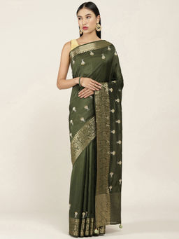 Soch - Embellished Art Silk Saree with Unstitched Blouse