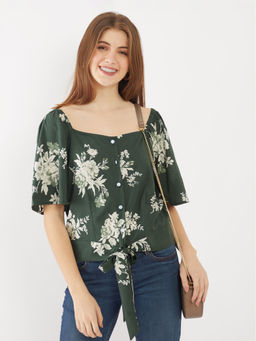 Zink London - Womens Green Printed Top