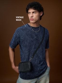 The Souled Store - Official Batman: Logo Men Blue Oversized T-shirt