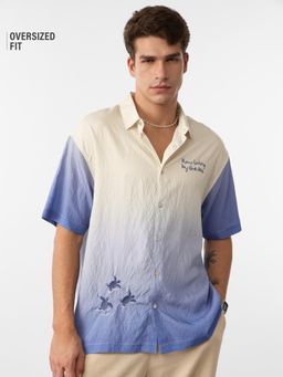 The Souled Store - Coastal Serenity: Living By The Sea Men Cream Oversized Shirt