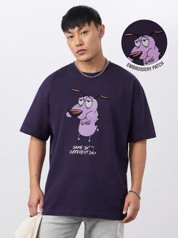 The Souled Store - Official Courage: Different Day Men Purple Oversized T-Shirt