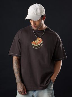 The Souled Store - Official Tom and Jerry: Problems Men Brown Oversized T-Shirt