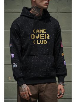 Bonkers Corner - Black Printed Game Over Club Hoodie