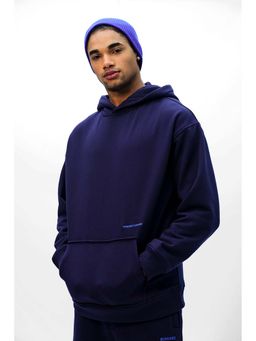Bonkers Corner - Navy Blue Solid Hug Oversized Hoodie
