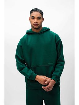 Bonkers Corner - Bottle Green Solid Hug Oversized Hoodie