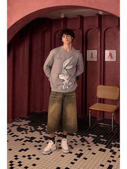 Bonkers Corner - Grey Bugs Bunny Printed Sweatshirt
