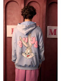 Bonkers Corner - Blue Cloud Bunny Graphic Printed Hoodie