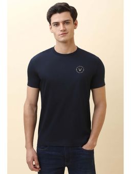 Allen Solly - Men Navy Blue Solid Crew Neck T-Shirt