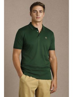 Louis Philippe - Men Green Solid Collar Neck Polo T-Shirt