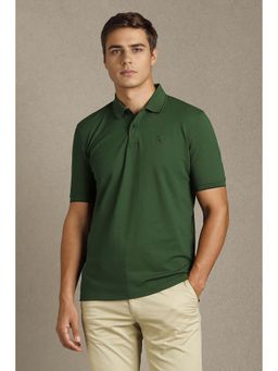 Louis Philippe - Men Green Solid Collar Neck Polo T-Shirt