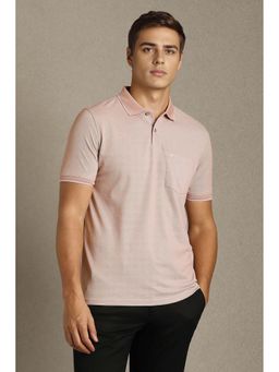 Louis Philippe - Men Pink Solid Collar Neck Polo T-Shirt