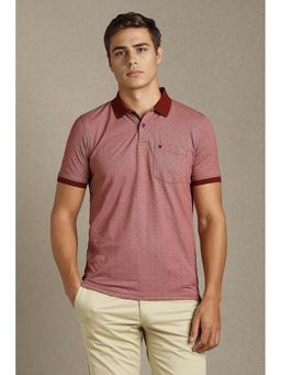 Louis Philippe - Men Maroon Printed Collar Neck Polo T-Shirt