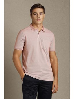 Louis Philippe - Men Pink Solid Collar Neck Polo T-Shirt