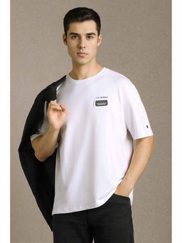 Louis Philippe - Men White Solid Crew Neck T-Shirt