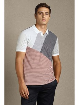 Louis Philippe - Men Multi-Color Colorblock Collar Neck Polo T-Shirt