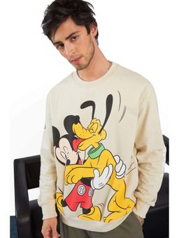 Bonkers Corner - Cream Mickey And Pluto Oversized Sweatshirt