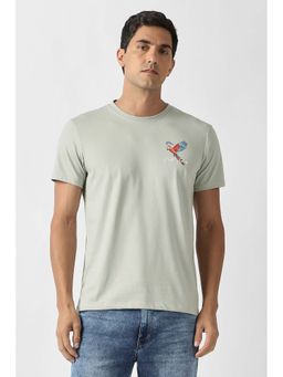 Van Heusen - Men Green Graphic Crew Neck T-Shirt