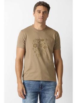 Van Heusen - Men Brown Printed Crew Neck T-Shirt